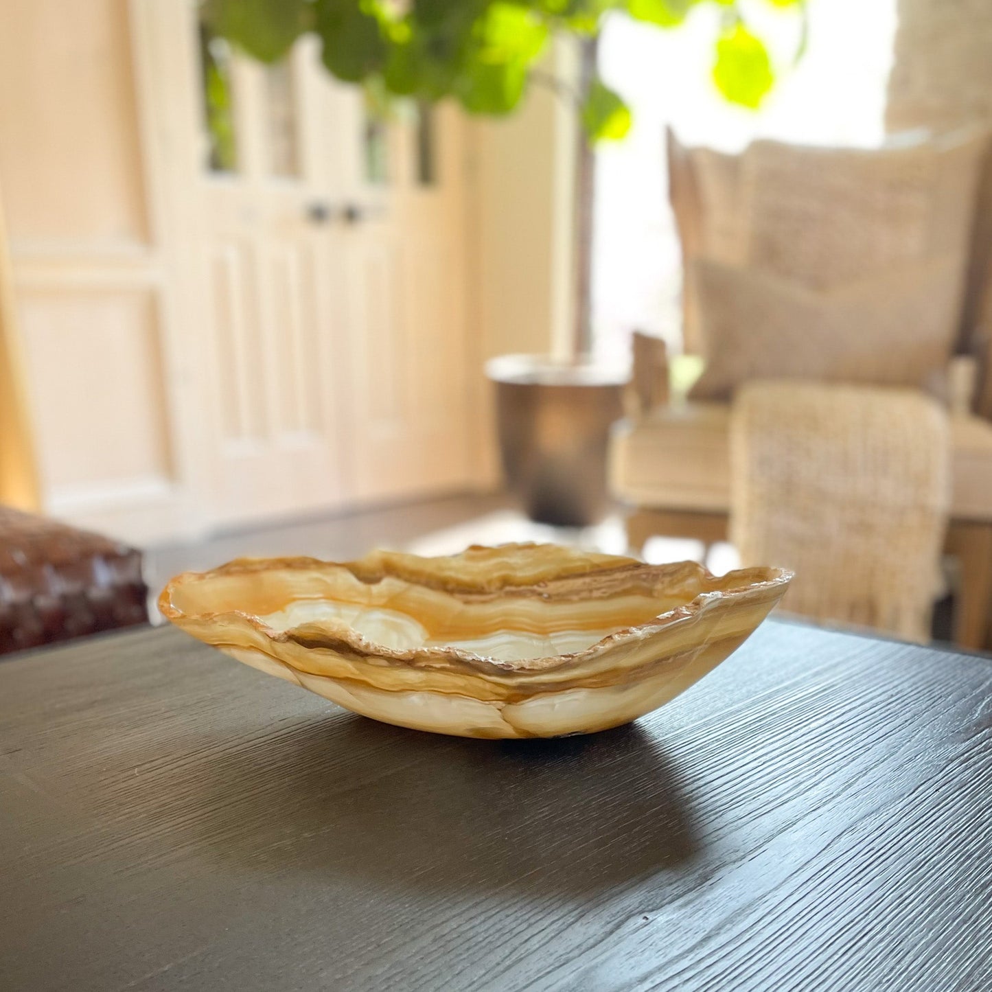 Hand Carved Amber Onyx Bowl