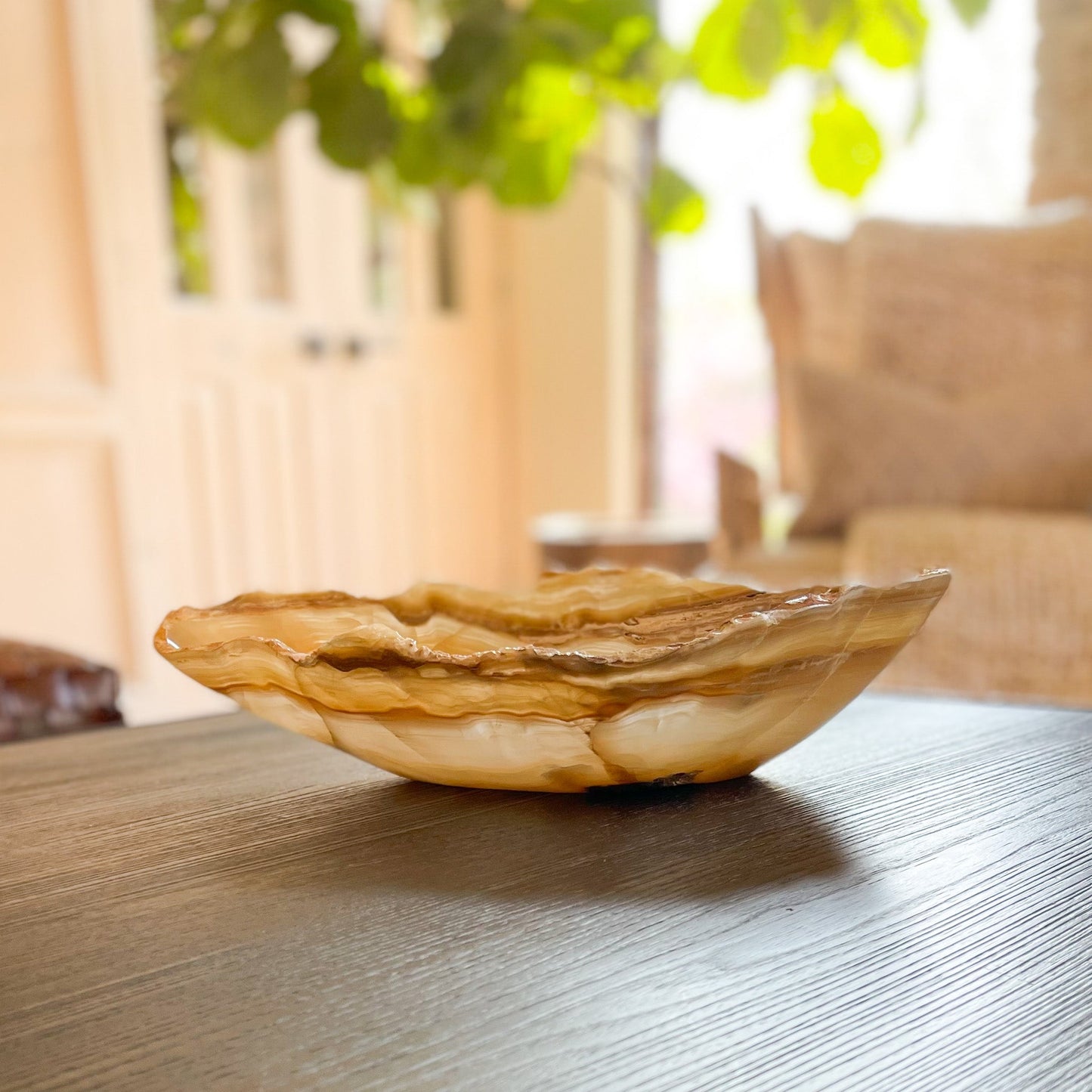 Hand Carved Amber Onyx Bowl