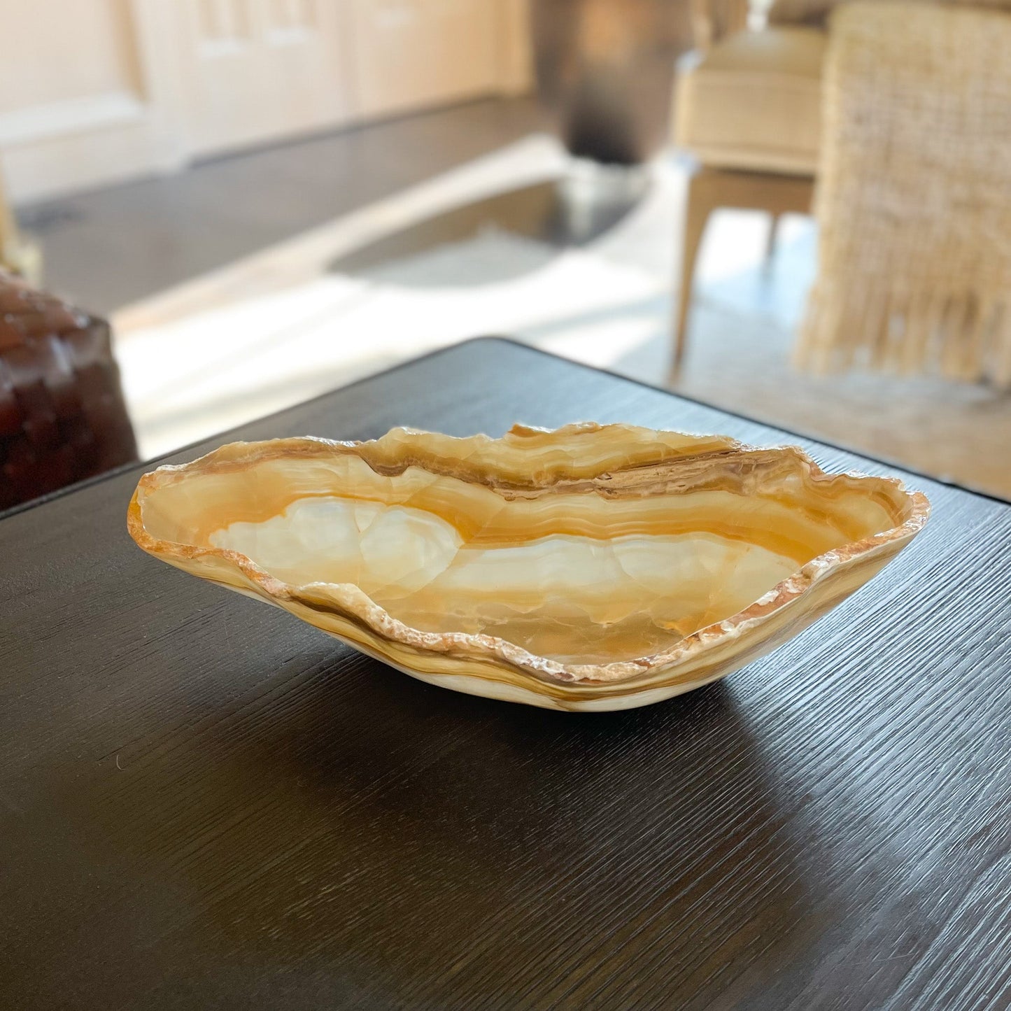 Hand Carved Amber Onyx Bowl