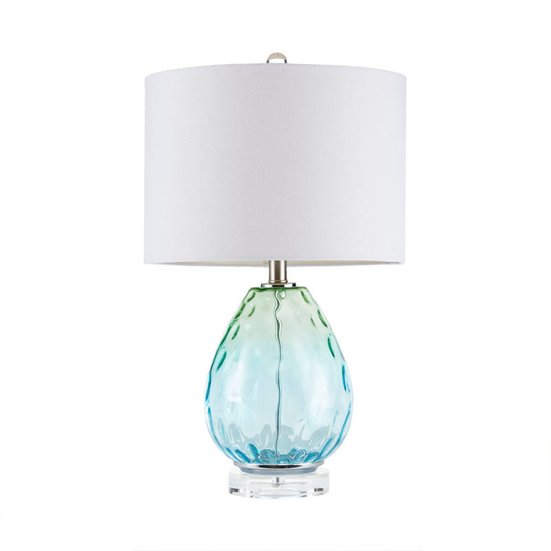 14" Modern Light Blue Ombre Glass Table Lamp with Drum Shade