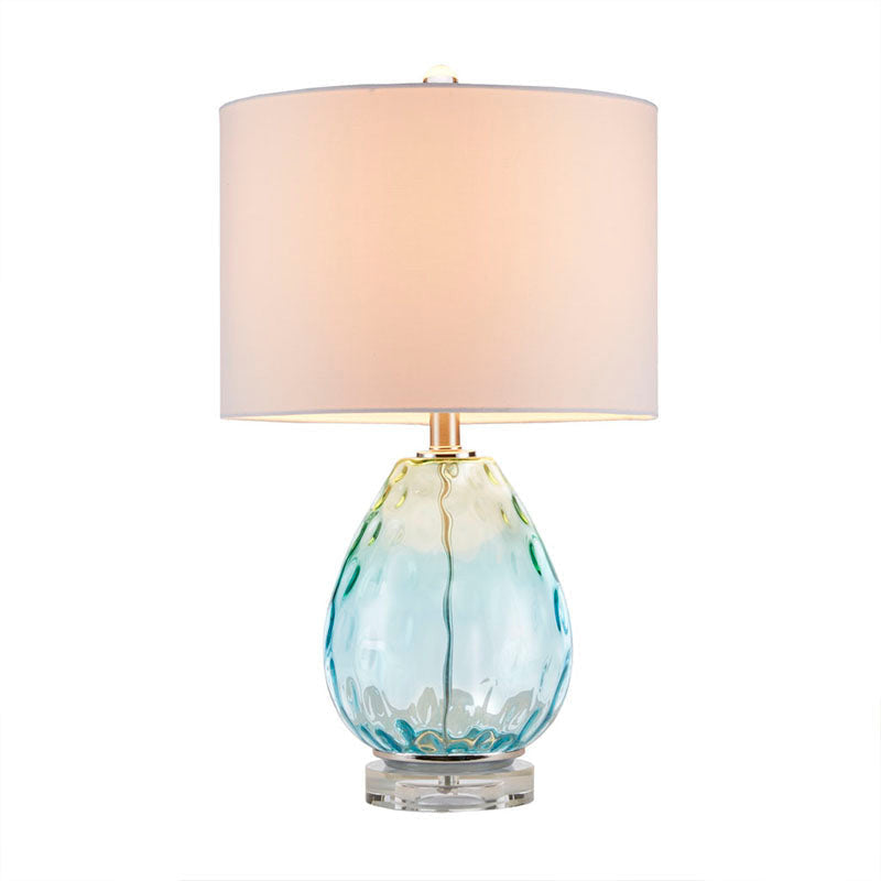 14" Modern Light Blue Ombre Glass Table Lamp with Drum Shade