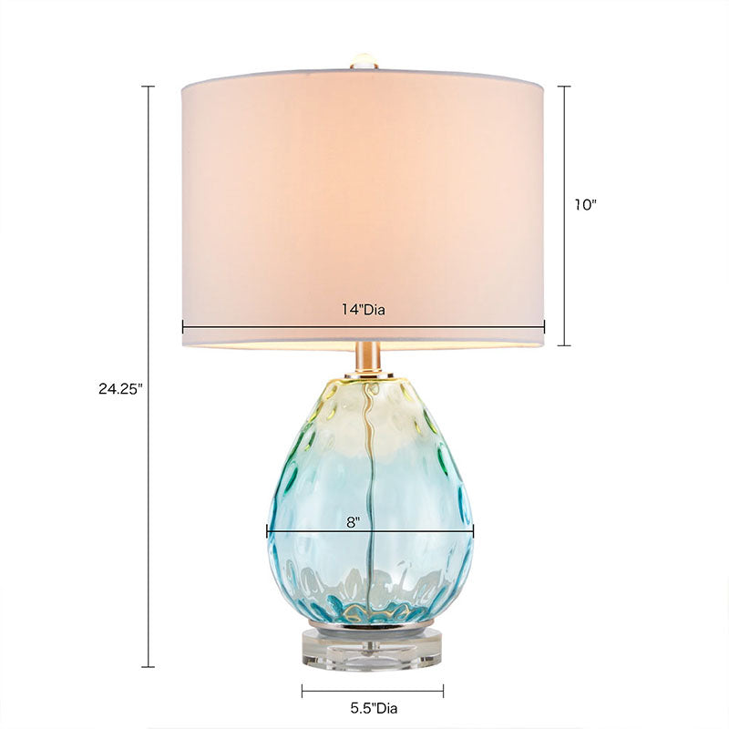 14" Modern Light Blue Ombre Glass Table Lamp with Drum Shade