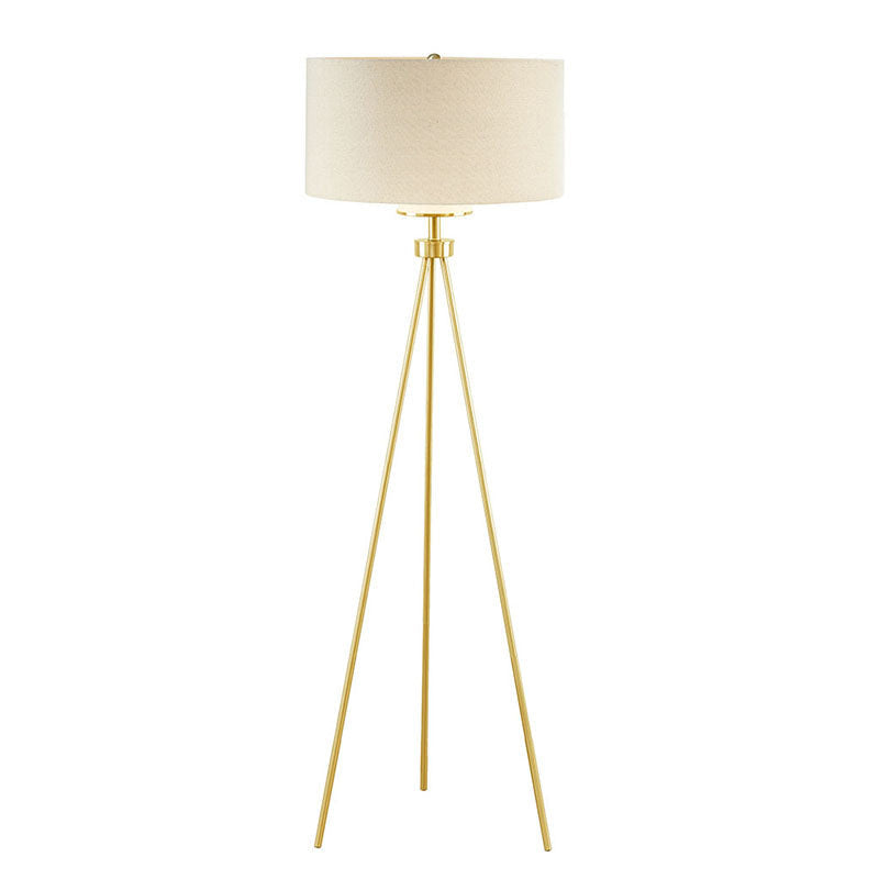 20" Modern Gold Metal Tripod Floor Lamp with Glass Shade