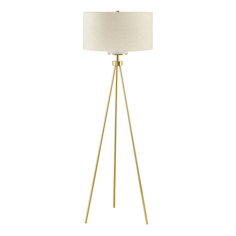 20" Modern Gold Metal Tripod Floor Lamp with Glass Shade