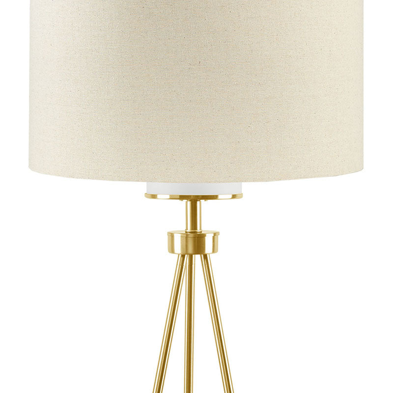 20" Modern Gold Metal Tripod Floor Lamp with Glass Shade