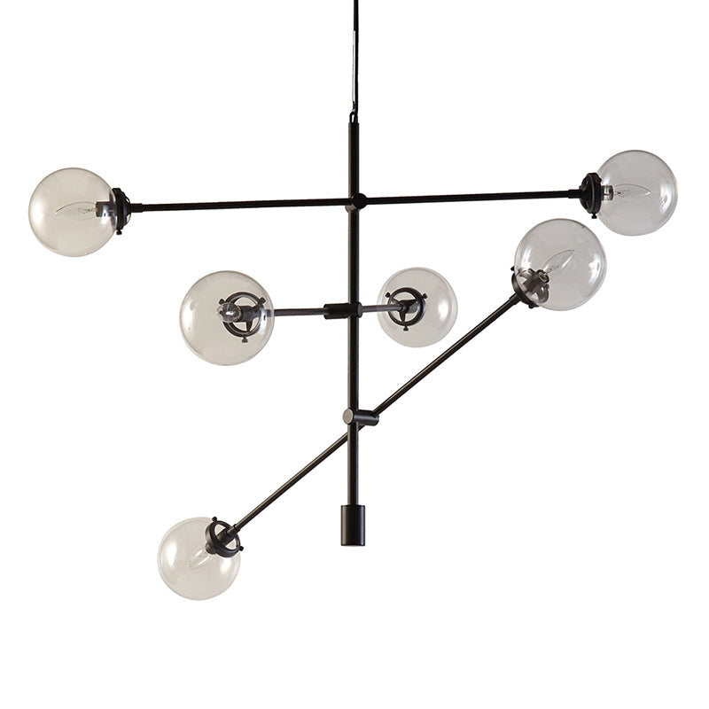 44.5" Bronze Architectural Metal 6-Globe Ceiling Light - Modern Chandelier