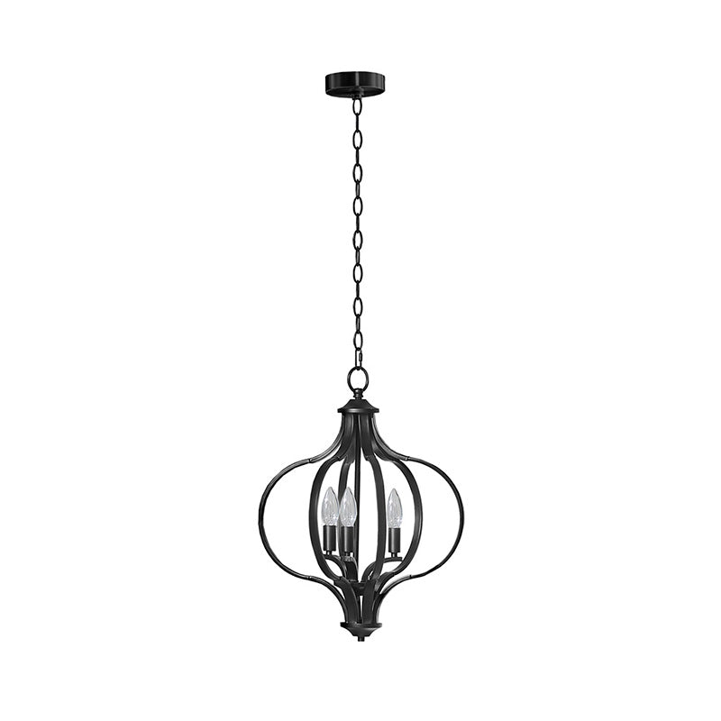 61" Black Metal Chandelier with 3-Light & Adjustable Chain