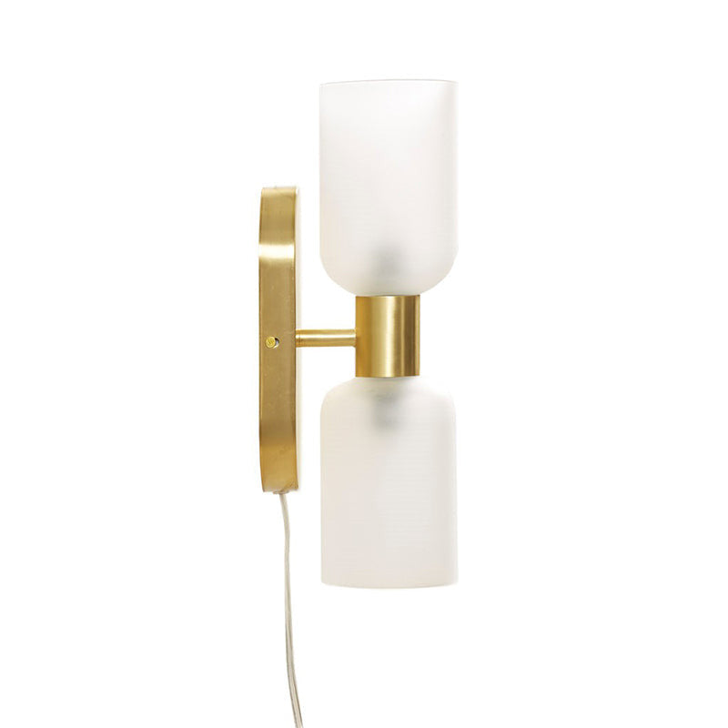 5.8" Gold Frosted Glass Double Tube 2-Light Cylinder Wall Sconce - LED Light