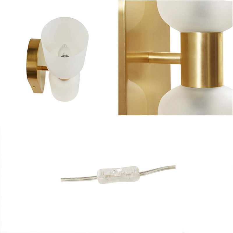 5.8" Gold Frosted Glass Double Tube 2-Light Cylinder Wall Sconce - LED Light