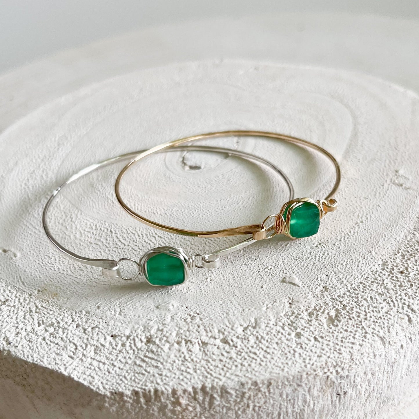 Green Onyx Gemstone Stacking Bracelet