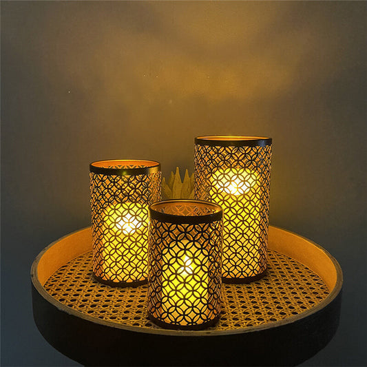 3Pcs Iron Hollow Decorative Candle Holder