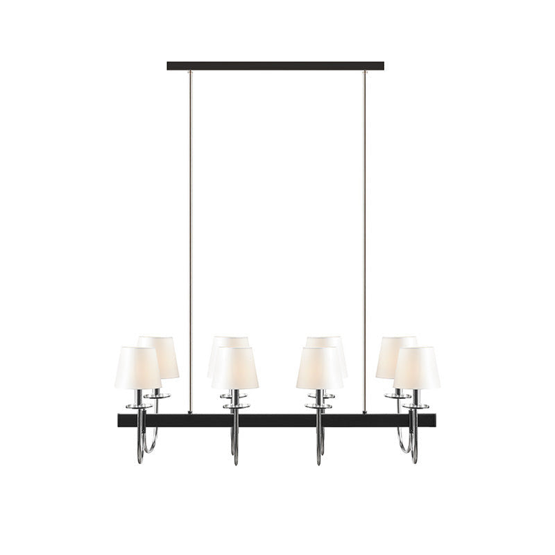 8-Light Traditional Black Chandelier with Silver Drum Shades