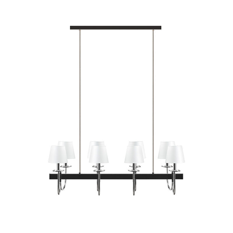 8-Light Traditional Black Chandelier with Silver Drum Shades