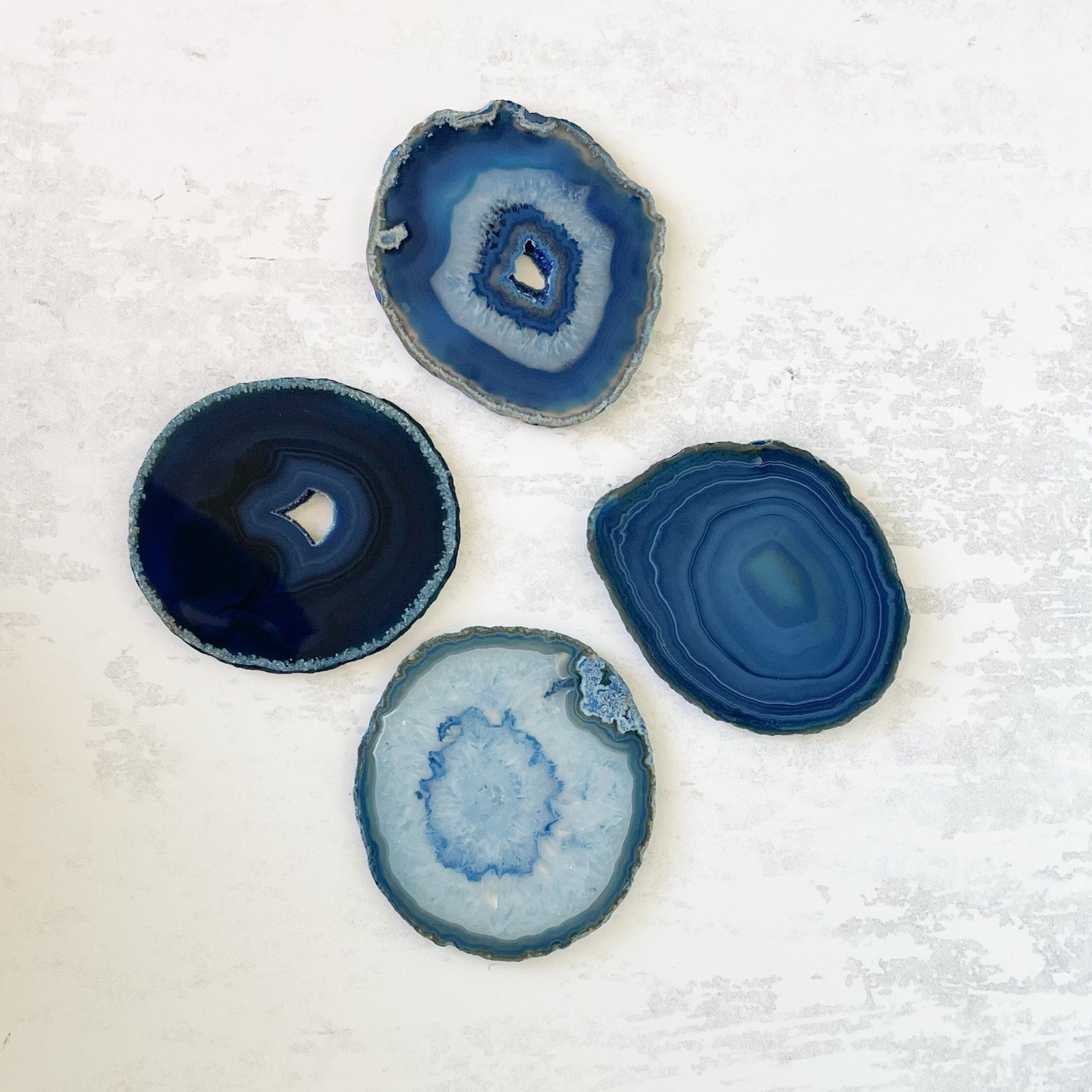 blue agate geode coaster set, blue crystal coasters