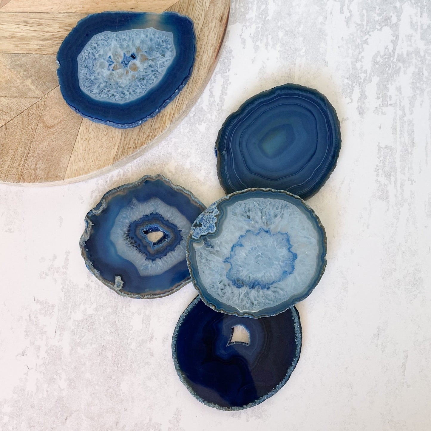 Vibrant Blue Agate Coaster Set