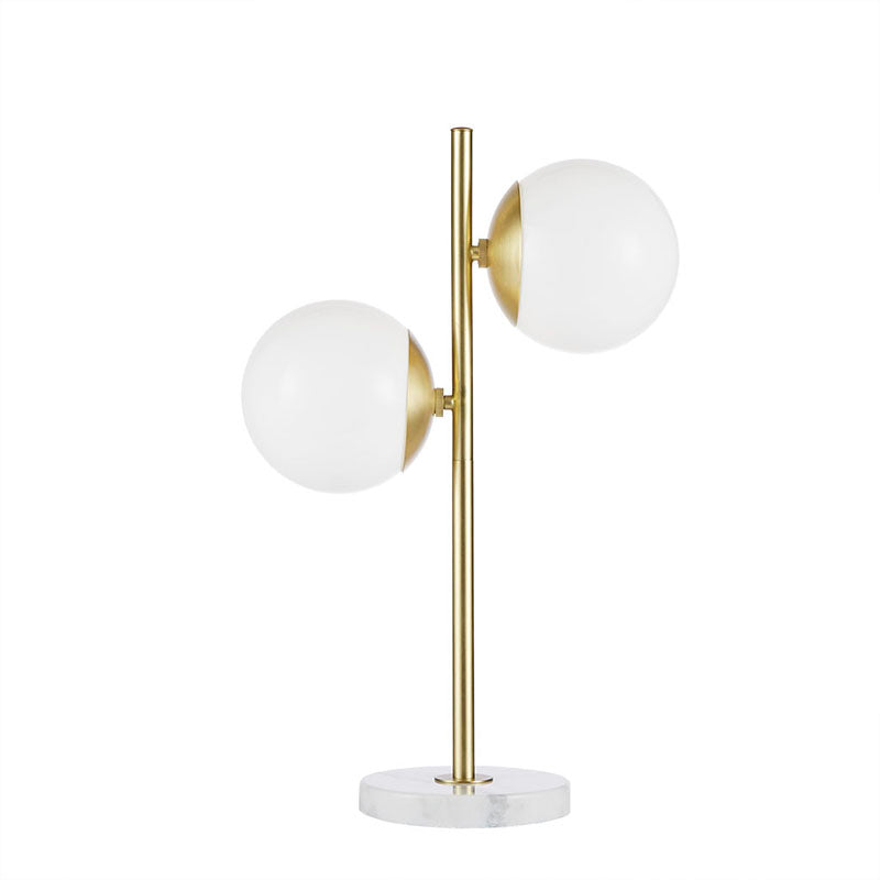 7" Gold Glass Globe Marble Base Table Lamp - Modern LED Light