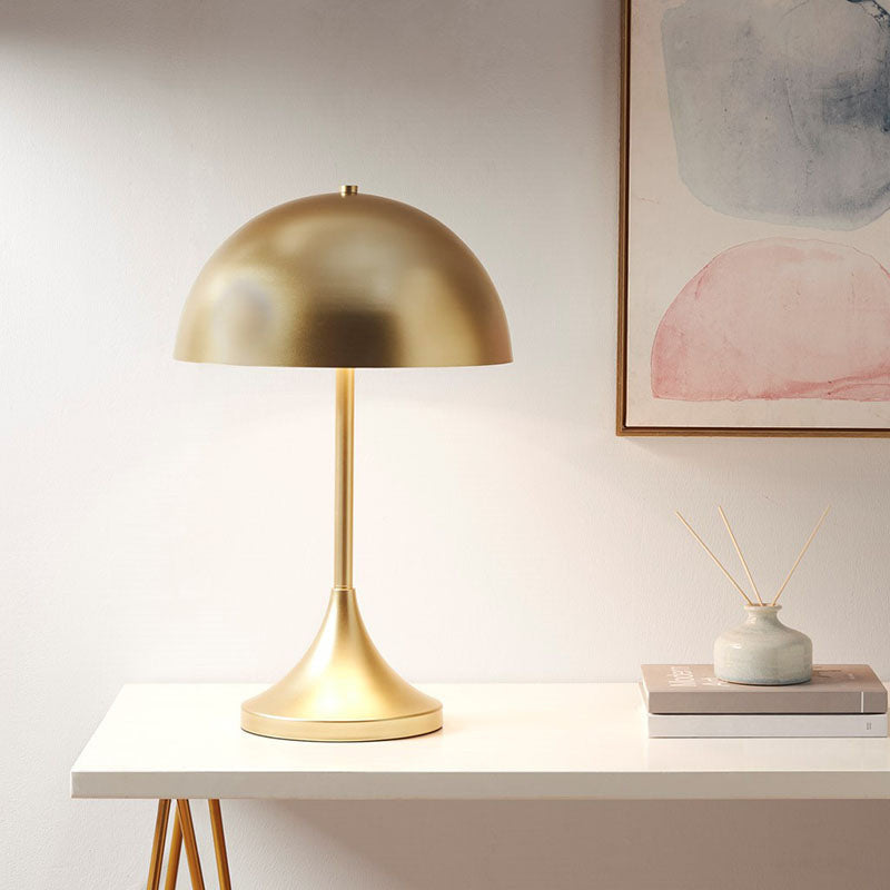 15" Gold Dome Shaped 2-Light Metal Table Lamp