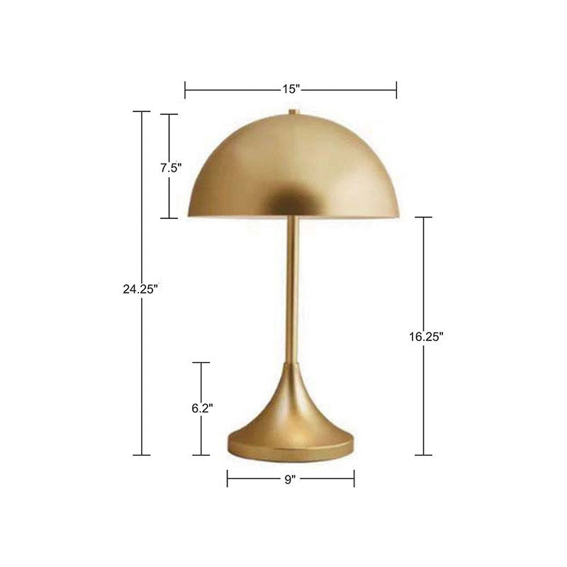 15" Gold Dome Shaped 2-Light Metal Table Lamp