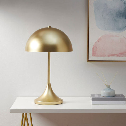 15" Gold Dome Shaped 2-Light Metal Table Lamp