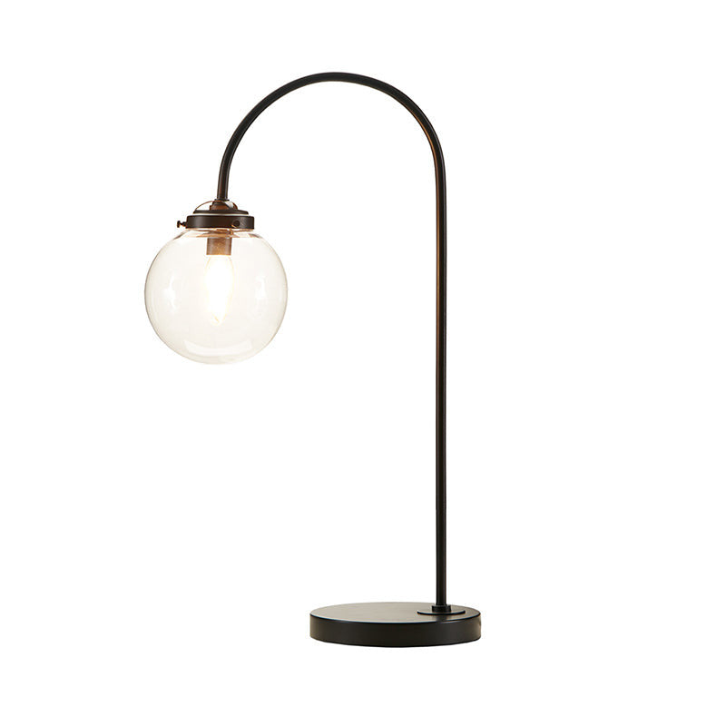 23" Black Arched Metal Table Lamp with Glass Globe Bulb