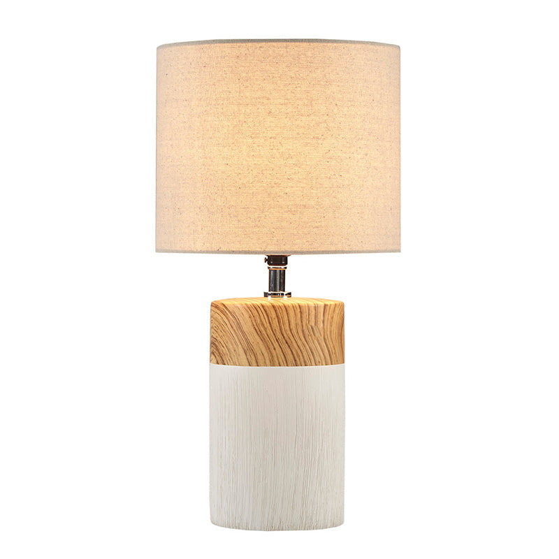 17.32" White Textured Ceramic Table Lamp with Two Tone Base