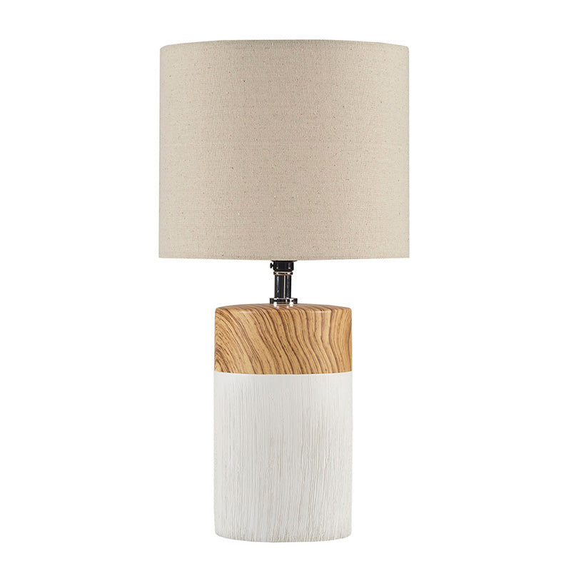 17.32" White Textured Ceramic Table Lamp with Two Tone Base