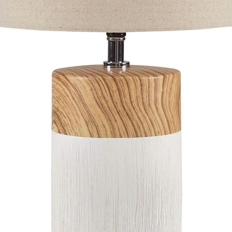 17.32" White Textured Ceramic Table Lamp with Two Tone Base