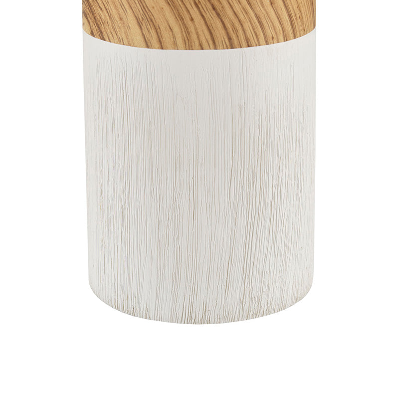 17.32" White Textured Ceramic Table Lamp with Two Tone Base