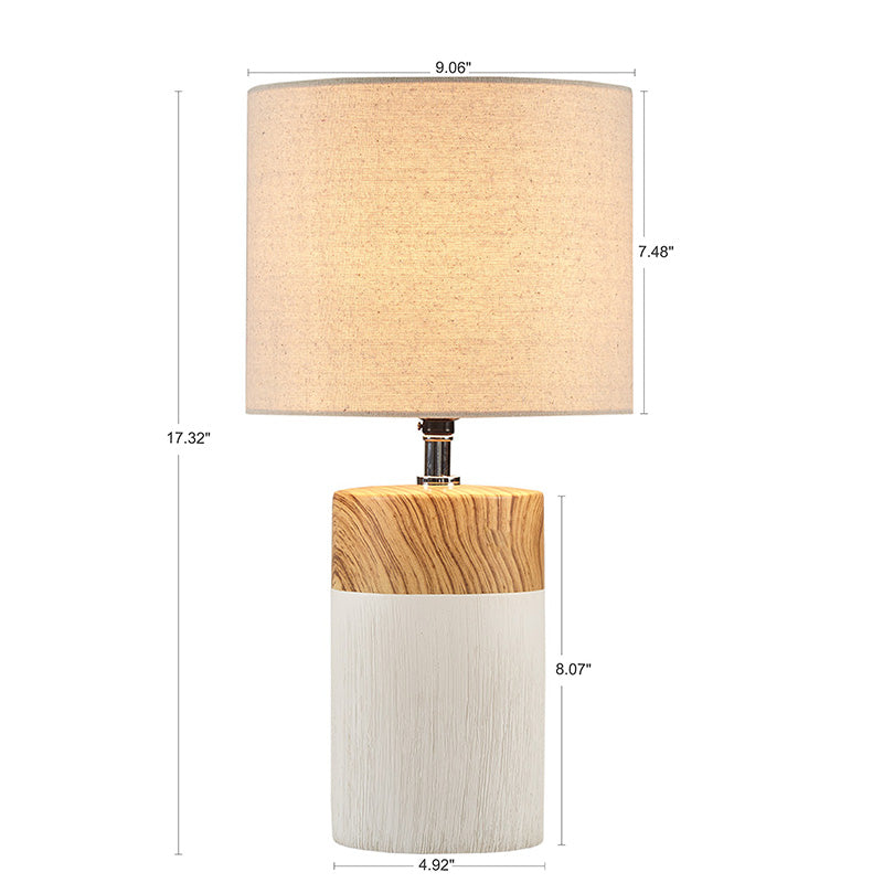 17.32" White Textured Ceramic Table Lamp with Two Tone Base