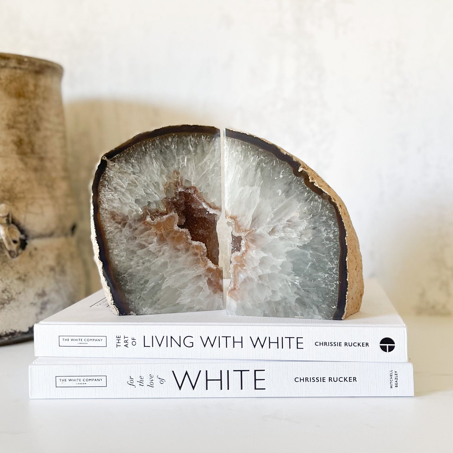 Natural Agate Druzy Bookends