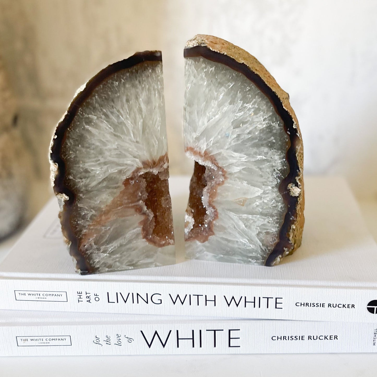 Natural Agate Druzy Bookends