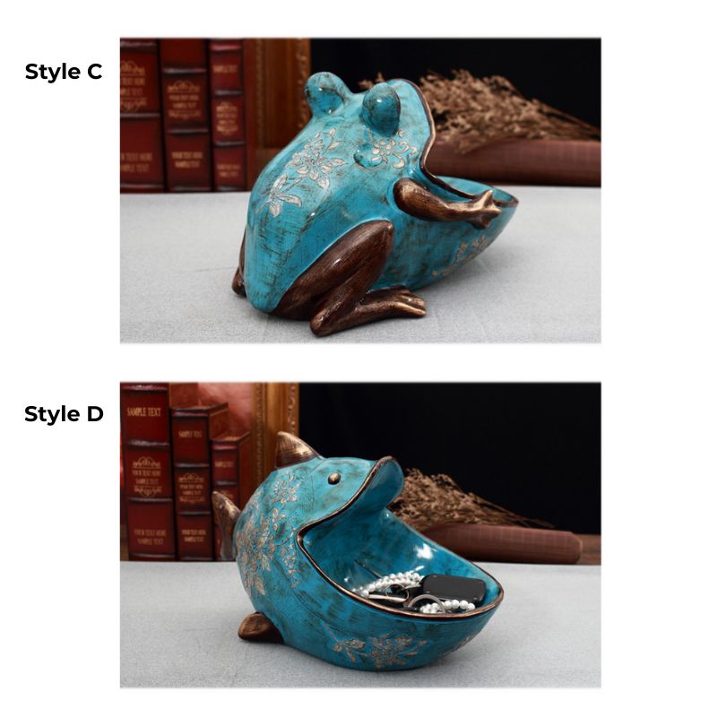 Retro 3D Decorative Frog - Fish Sculpture for Storage