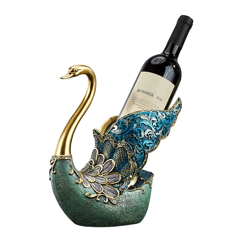 Mini Bar Decor Swan Wine Rack Bottle Holder in Resin