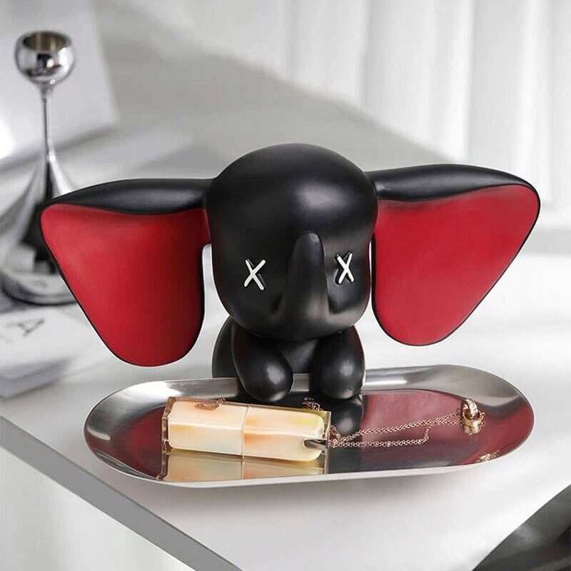 Flying Baby Elephant Statue with Storage Tray