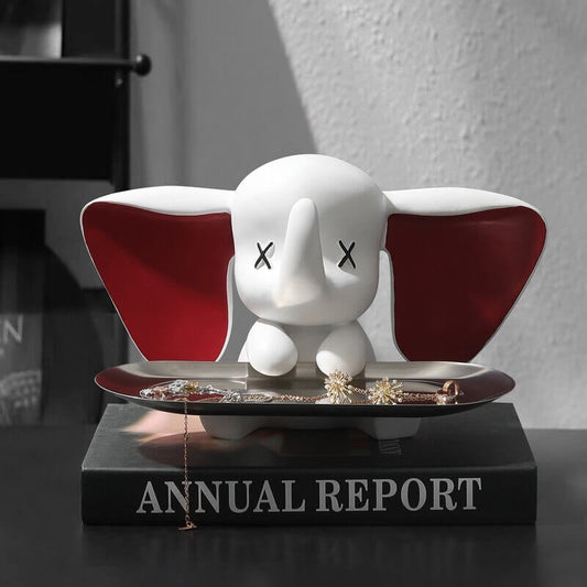 Flying Baby Elephant Statue with Storage Tray