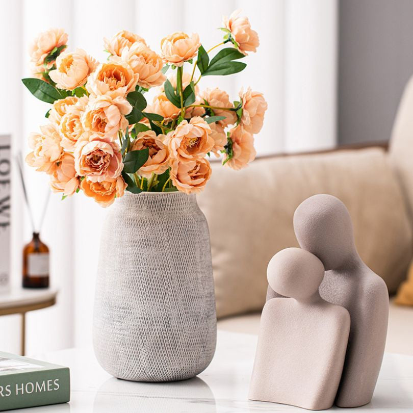 Nordic Minimalist Ceramic Mesh Flower Vase