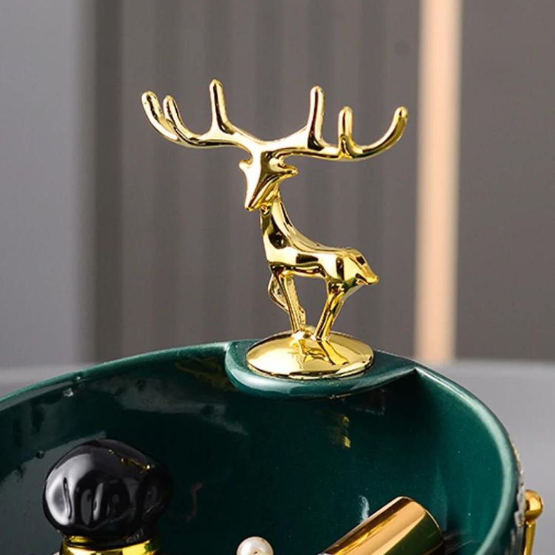 Nordic Porcelain Decorative Bowl with Deer Figurine