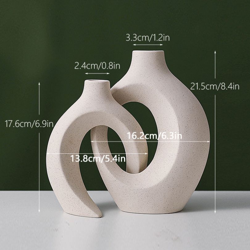 Hollow Interlocked Ceramic Vase - Set of 2