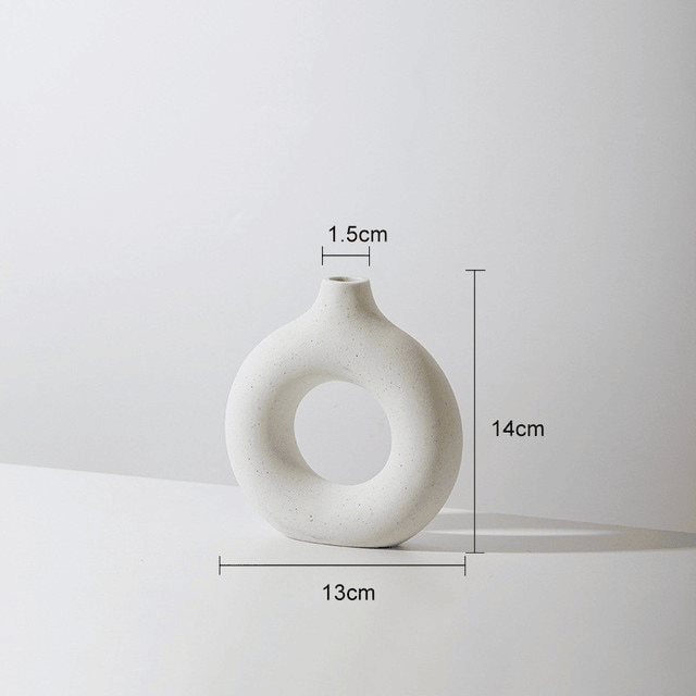 Circular Hollow Ceramic Donuts Flower Vase