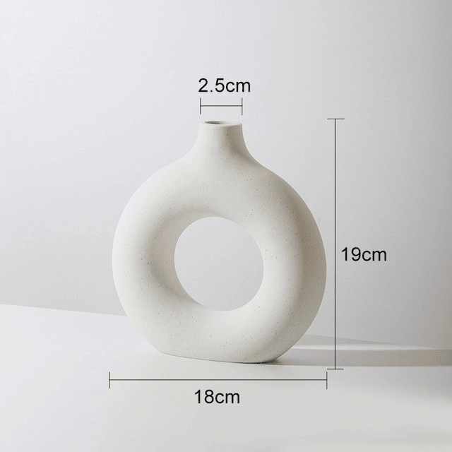 Circular Hollow Ceramic Donuts Flower Vase