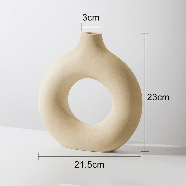 Circular Hollow Ceramic Donuts Flower Vase